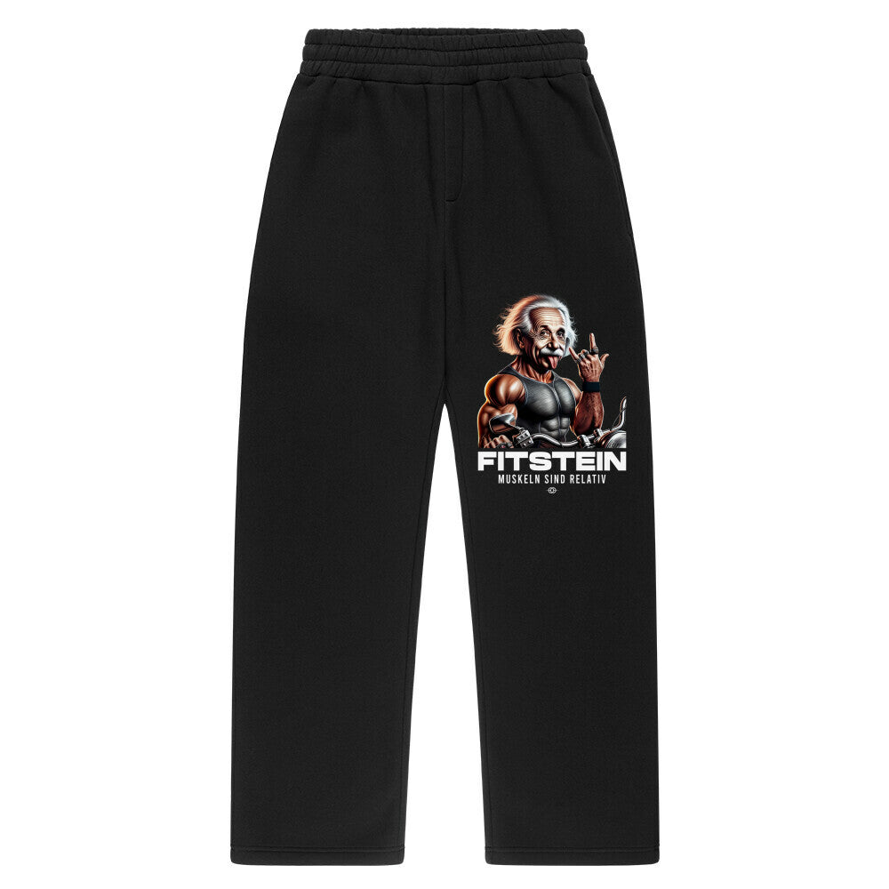 Oversized Sweatpants Unisex - Fitstein - Muskeln sind relativ (Design vorne links)