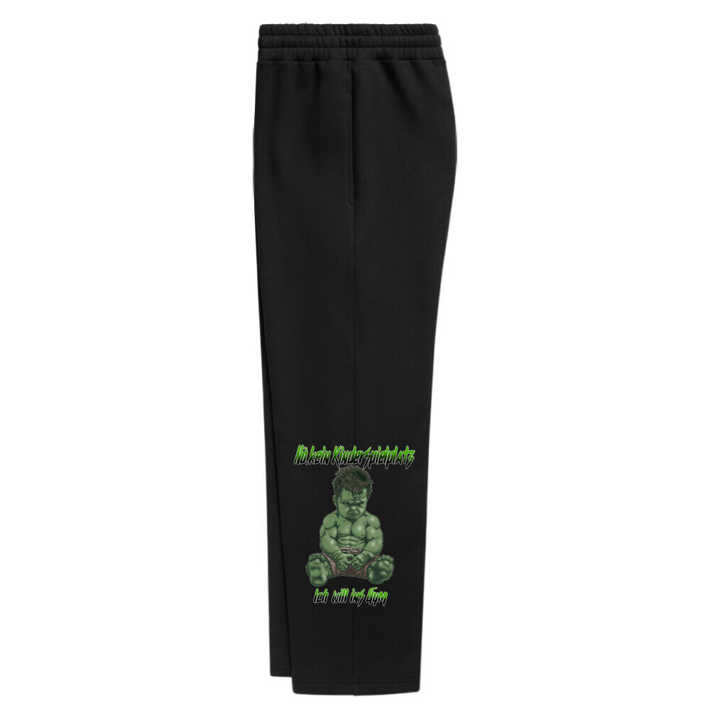 Oversized Sweatpants Unisex - Nö, kein Kinderspielplatz - Ich will ins Gym (Design Seite links)