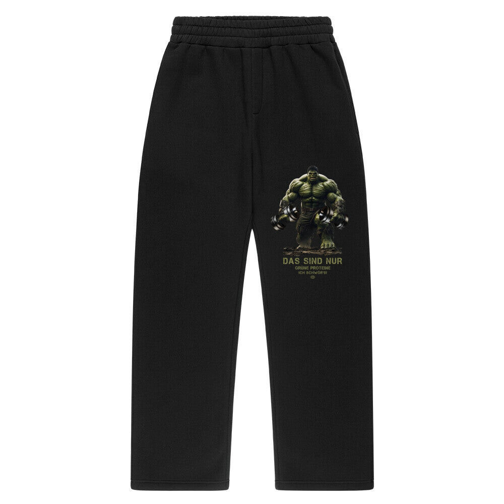Oversized Sweatpants Unisex - Das sind nur grüne Proteine - Ich schwör's ! (Design vorne links)