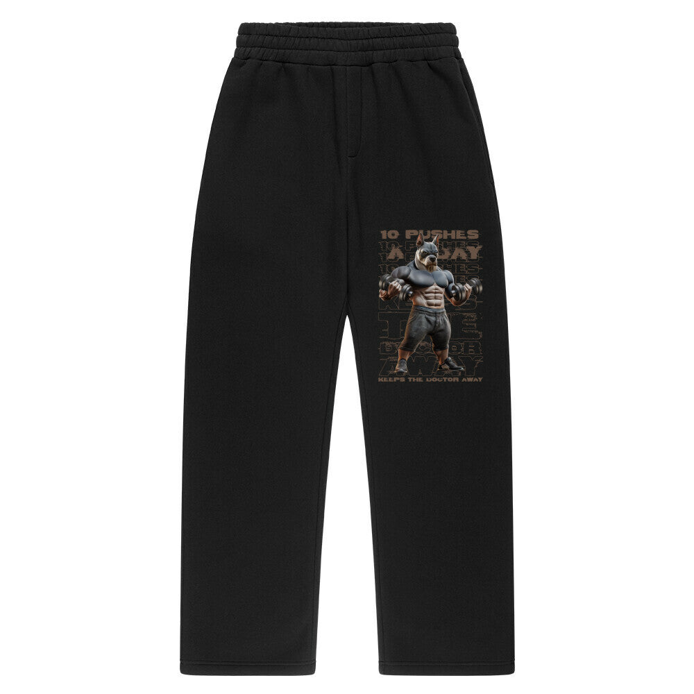 Oversized Sweatpants Unisex - 10 pushes a day keeps the doctor away (Design vorne links)