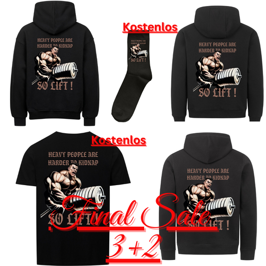 SALE Bundle - Heavy people are harder to kidnap - SO LIFT ! 1 T-Shirt + 1 Paar Socken gratis !