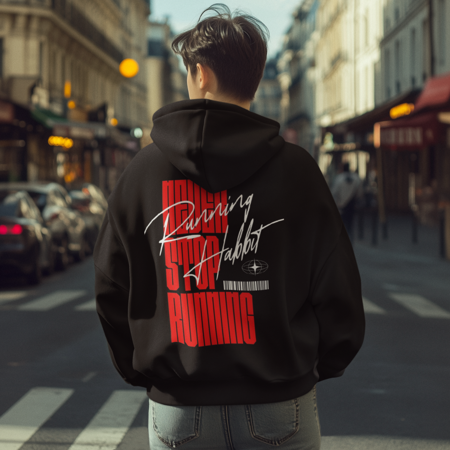 Oversized Hoodie Unisex - Never Stop Running