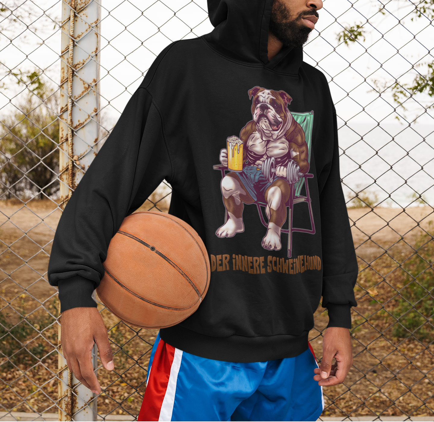 Oversized Hoodie mit Taschendruck Unisex - Der innere Schweinehund