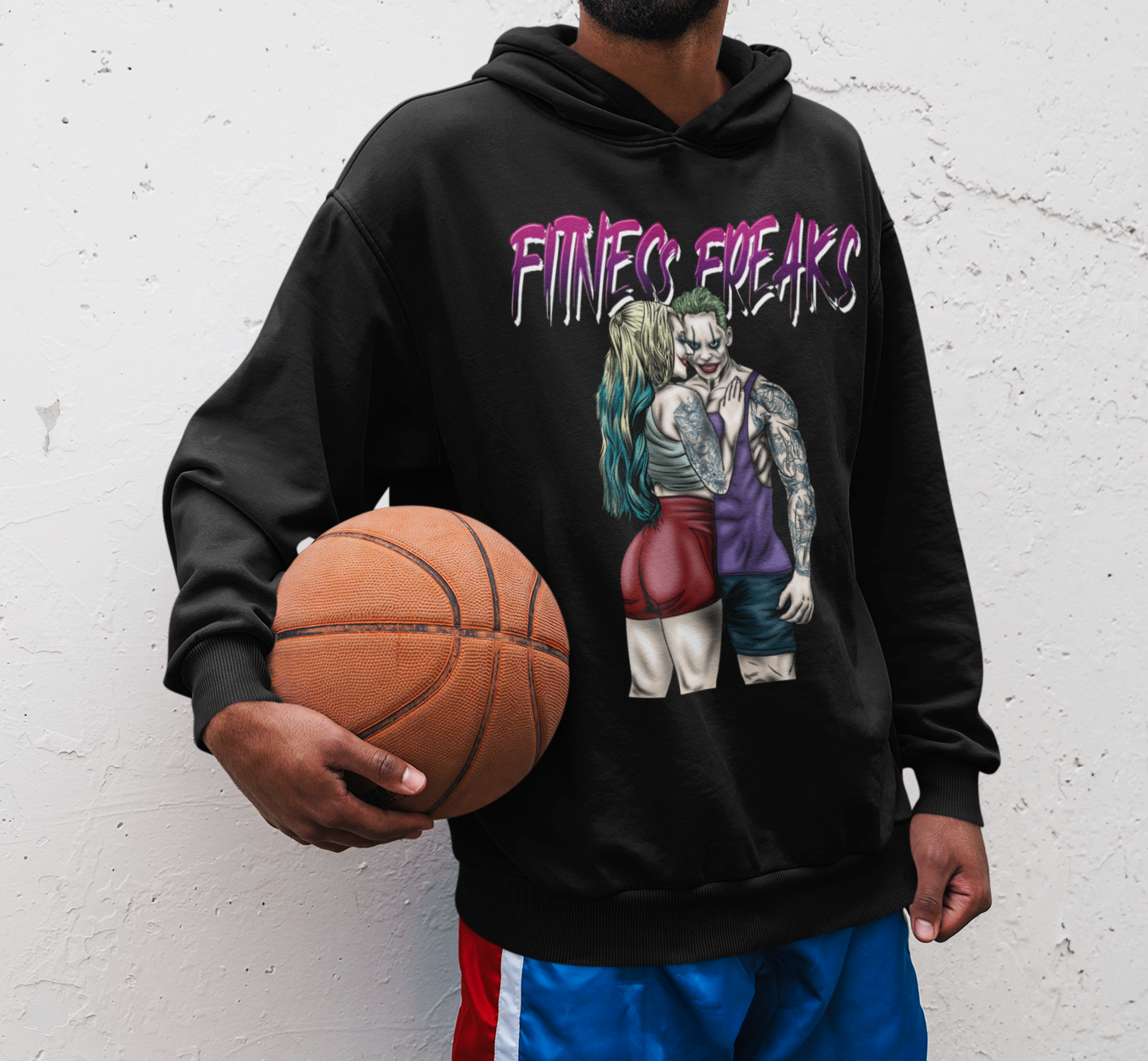 Oversized Hoodie Unisex mit Taschendruck - Fitness Freaks